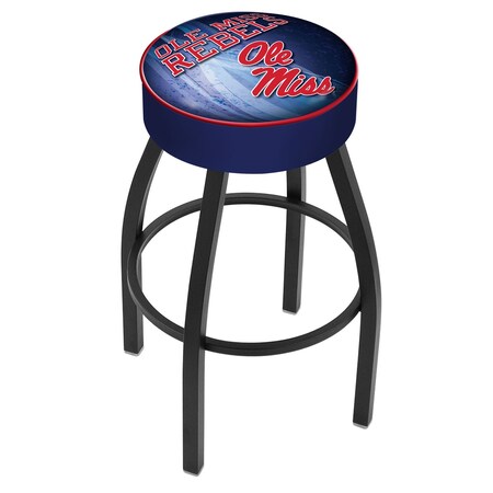 Holland Bar Stool Co 30" 4" Ole' Miss Cushion Seat, Blk Wrinkle Base Swivel Bar Stool L8B130MssppU-D2